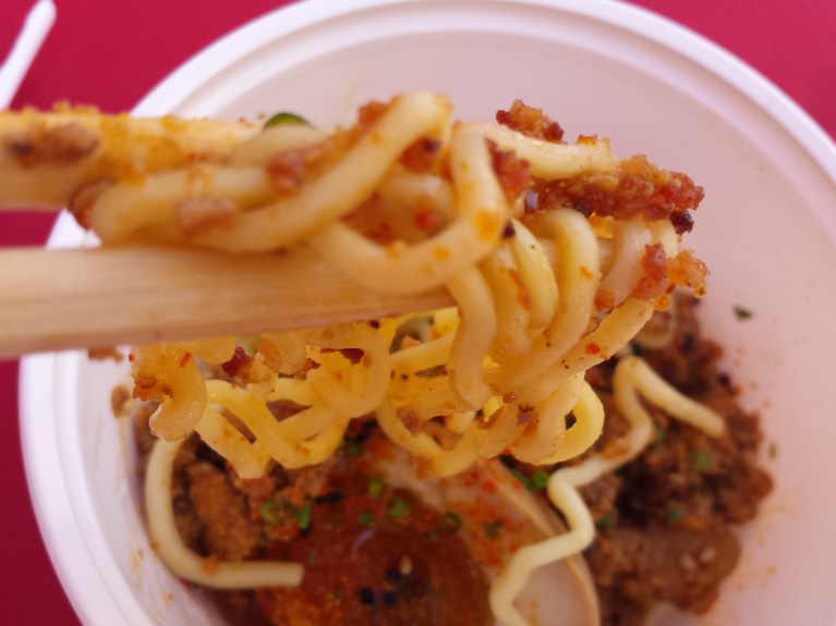 Eggslut debuted their tan tan noodles from their new concept, Ramen Champ opening soon.