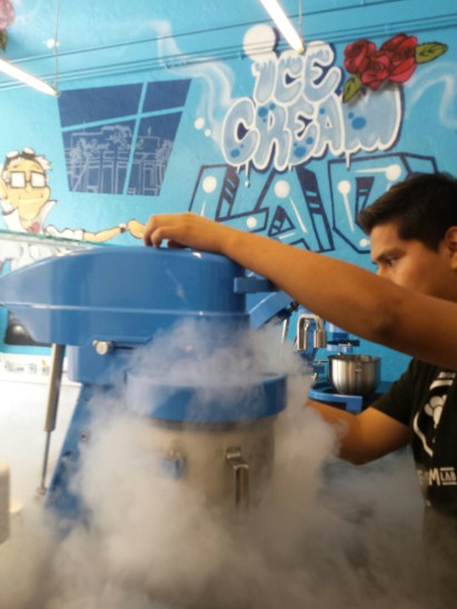 Behind the counter liquid nitrogen action